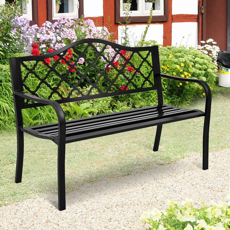 Modern black outdoor outlet bench